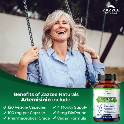 Zazzee High Absorption Artemisinin, 100 mg per Capsule, 120 Vegan Capsules, with 5 mg - AB Mystery
