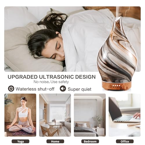 Porseme 100ml Glass Essential Oil Diffuser Aromatherapy Ultrasonic Cool Mist Humidifier 4 Running Hours - AB Mystery