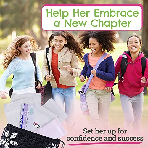 First Period Kit To-go! - Organic Biodegradable Tween Pads & Liner - Period Bags for Teen Girls - AB Mystery