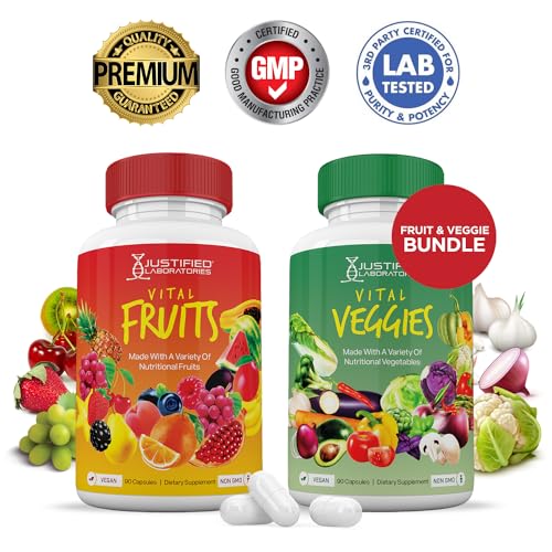 (Set of 2) Vital Fruits and Veggies Supplement Red & Green Superfoods Whole Food - AB Mystery