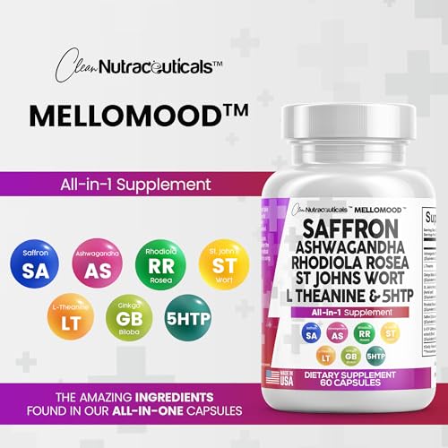Clean Saffron Supplements with Ashwagandha 8000mg - Mood Support with L-Theanine - AB Mystery