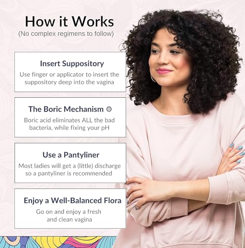 Flower Power Vegan Boric Acid Suppositories - 30 Capsules - 600mg for Vaginal Odor and pH Balance - AB Mystery