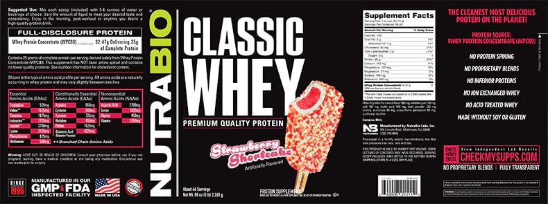 NutraBio Classic Whey Protein Powder - No Fillers, Artificial Colors, Preservatives - AB Mystery