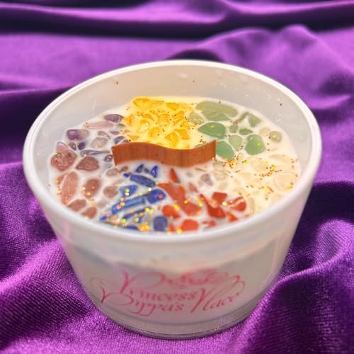 Princess Pippa's Place Healing Candles with Crystals Inside- Natural Soy Wax 7 Stones Crystal Candle Jar - AB Mystery