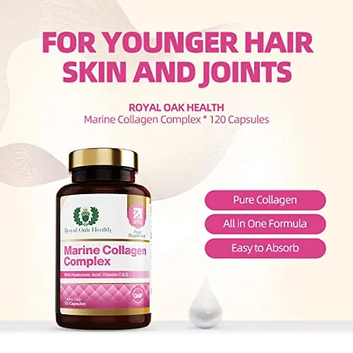 Marine Collagen Complex – 120 Hydrolyzed Fish Collagen Capsules – Enriched with Vitamin C - AB Mystery