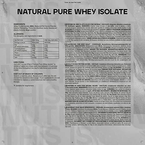 Bulk Natural Pure Whey Protein Isolate, No Artificial Sweetners, Chocolate, 500 g, Packaging May Vary Bulk