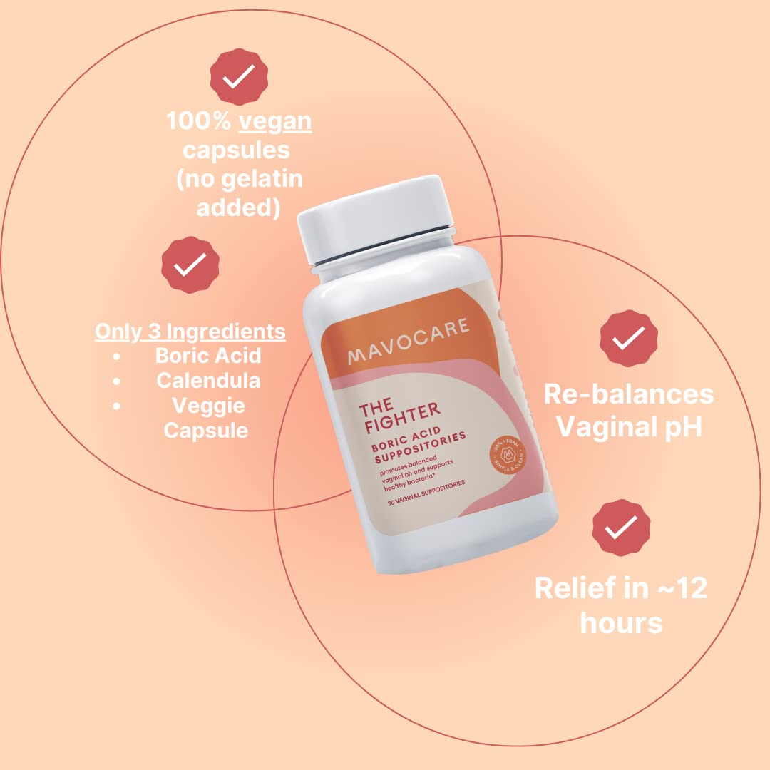 MavoCare, Inc. Boric Acid 600mg The Fighter with Added Calendula Vegan Capsule- Fights BV and Irritation- Gentle - AB Mystery