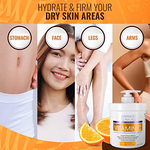 Advanced Clinicals Vitamin C Face & Body Cream Moisturizing Skin Care Lotion, Anti - AB Mystery