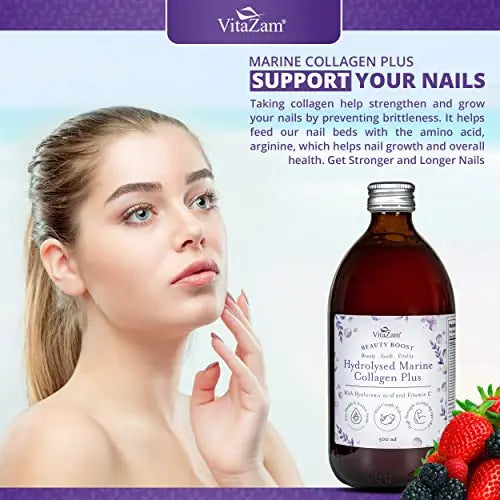 Diamond Elixir Marine Liquid Collagen Type 1 & 3 Hydrolysed Collagen Peptides 10000mg VitaZam