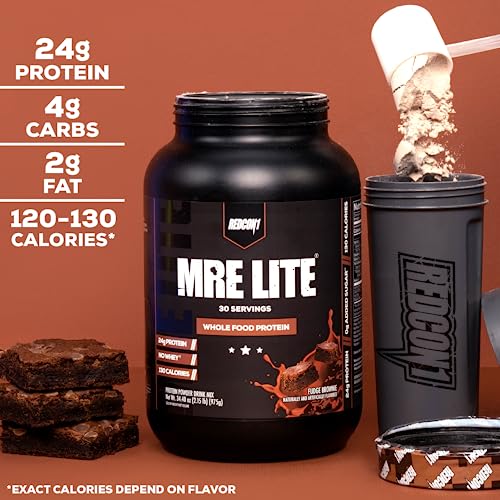 REDCON1 MRE Lite Whole Food Protein Powder, Fudge Brownie - Low Carb & Whey - AB Mystery