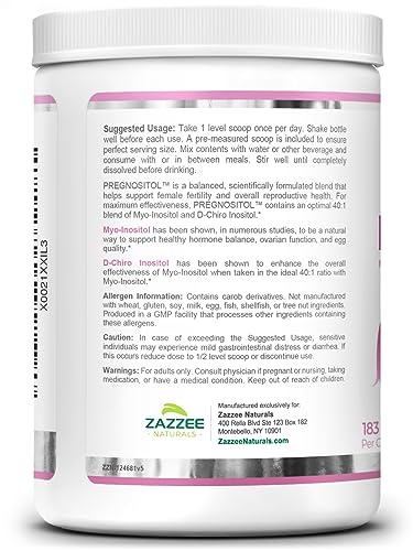 Zazzee PREGNOSITOL Powder, 183 Servings, 6 Month Supply, Premium Myo-Inositol - AB Mystery