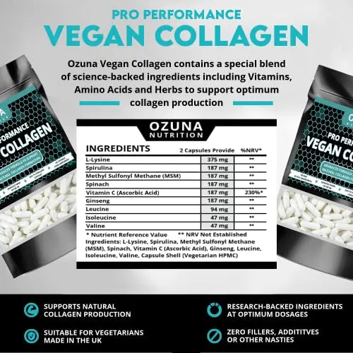 Pro Performance Vegan Collagen Complex – Vegetarian Collagen Capsules, Plant Based Collagen - AB Mystery