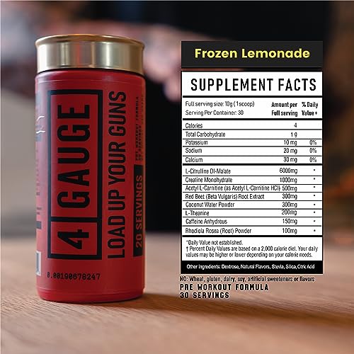4 Gauge Natural Preworkout Without The Jitters | 30 Servings | Nitric Oxide Booster - AB Mystery