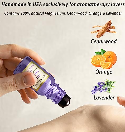 Calm Magnesium Roller Lavender Orange Cedarwood Essential Oil Roll On Calming Aromatherapy Self Care - AB Mystery