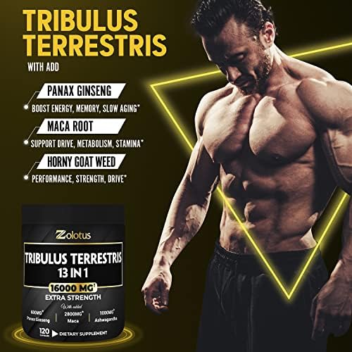 13in1 Tribulus Terrestris Capsules - 16000mg Per Serving with Maca, Horny Goat Weed - AB Mystery