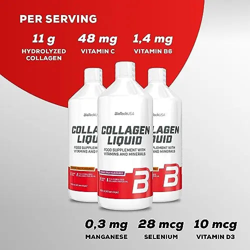 BioTechUSA Collagen Liquid, Flavored Dietary Supplement Drink with Collagen, Vitamins - AB Mystery