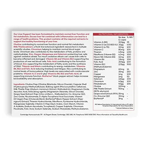 Prime Fifty Liver Support Supplements – 56 Vegan Capsules – Choline & Milk Thistle Supplements - AB Mystery