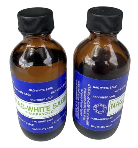 Premium Fragrance Oil 2 Bottles Nag-Musk or Nag-White Sage, 2 Ounces Each in a Glass Bottle - AB Mystery