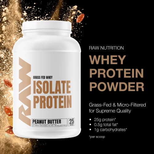 RAW Whey Isolate Protein Powder, Peanut Butter - 100% Grass-Fed Sports Nutrition Protein - AB Mystery