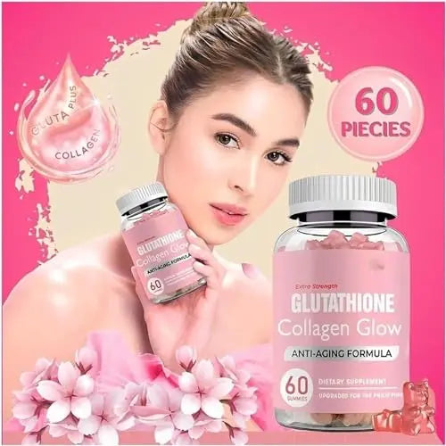 Glutathione Collagen Gummies,Glutathione Collagen Glow Gummies for Dark Spot,60 Pieces - AB Mystery