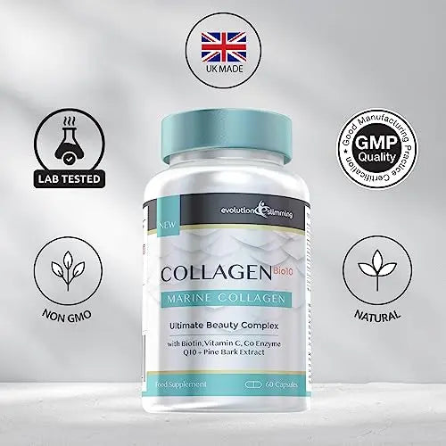 Collagen Bio-10 with Marine Collagen, Biotin & Co-Enzyme Q10 (60 Capsules) - AB Mystery