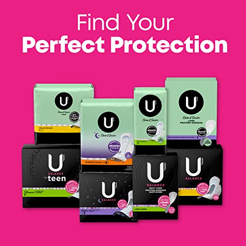 U by Kotex Balance Ultra Thin Overnight Pads with Wings, 38 Count - AB Mystery
