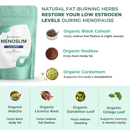 VoomVaya MenoSlim Tea - Natural Menopause Supplements, Perimenopause & Estrogen - AB Mystery
