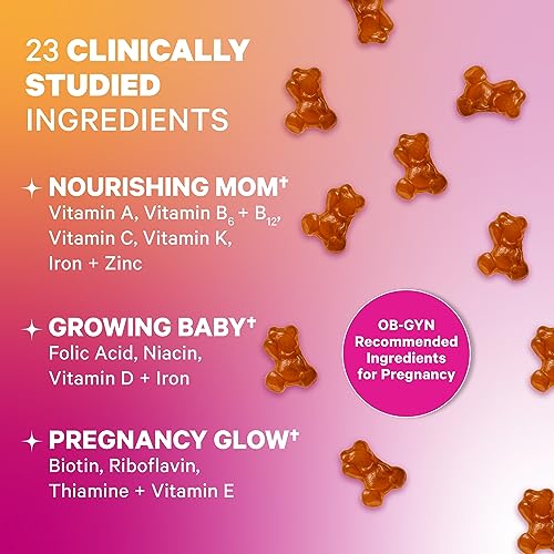 Pink Stork Total Prenatal Vitamin Gummies for Women with Folic Acid, Vitamin D, and Vitamin B6 Pink Stork