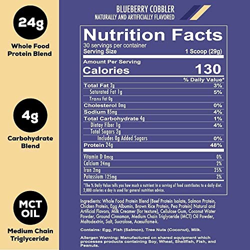 REDCON1 MRE Lite Whole Food Protein Powder, Blueberry Cobbler - Low Carb & Whey - AB Mystery