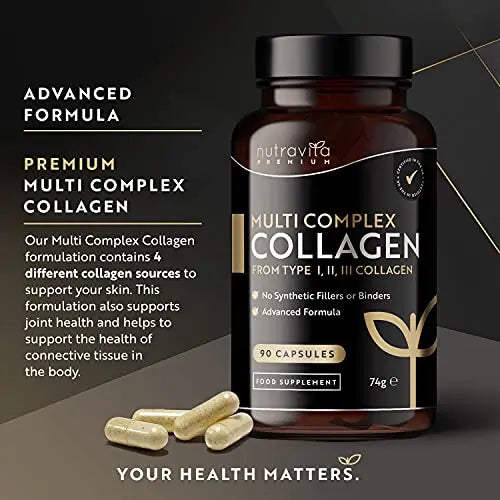 Premium Multi Collagen Protein Capsules with Type I, II, III - Includes Hydrolysed Grass - AB Mystery