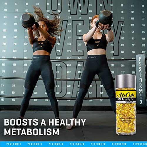 Ab Cuts CLA Belly Fat Formula - 80 Easy-to-Swallow Softgels - Omega 3 Fish Oil, Flaxseed - AB Mystery