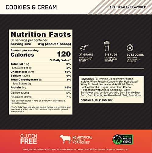 Optimum Nutrition Gold Standard 100% Whey Protein Powder, Cookies & Cream, 5 Pound - AB Mystery