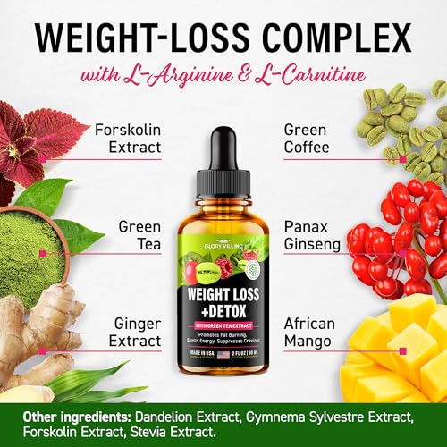 Glory Will Inc Weight Loss Drops Natural Detox Made in USA - Diet Drops for Fat Loss - AB Mystery