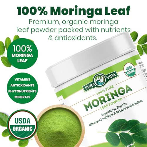 PURA VIDA MORINGA Moringa Powder Organic Single Origin - Premium 100% Leaf Powder - AB Mystery