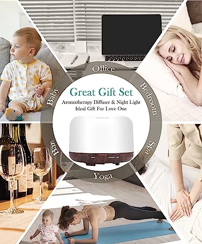 Aegci Aromatherapy Diffusers,300ml Air Humidifier with 7 Colors Light,Adjustable Brightness - AB Mystery