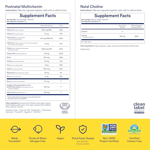 Ritual Postnatal Mom-to-Baby Set, Postpartum Multivitamin and Natal Choline Supplements Ritual