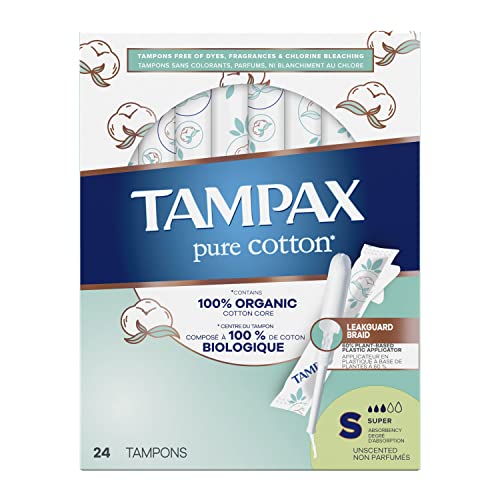 TAMPAX Pure 100% Organic Cotton Core Super Absorbency Tampons - 24 ct - AB Mystery