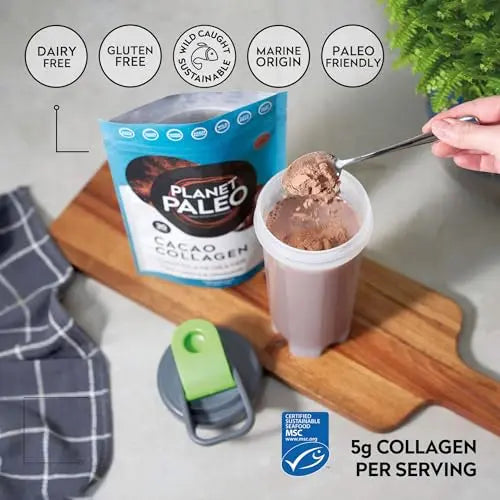 Planet PaleoCacao Collagen Powder (285g, 30 Servings) - MSC Certified, Wild Caught Marine Collagen - AB Mystery