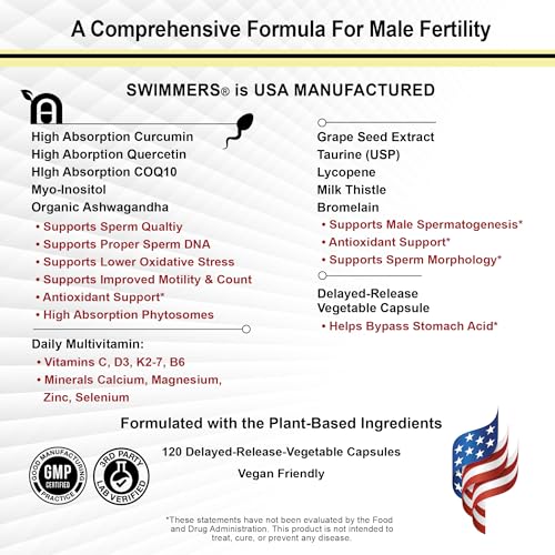 Swimmers | Fertility Support for Men | Optimal Sperm Count & Motility | Male Fertility Blend & Prenatal Natural Approach