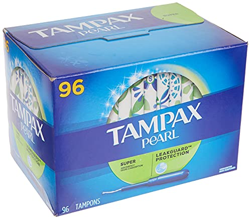 Tampax Pearl Unscented Super Absorbency Tampons, 96 Count - AB Mystery