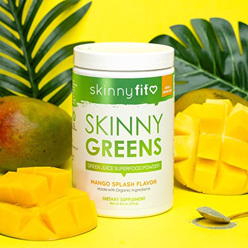 SkinnyFit Mango Splash Skinny Greens, Green Juice Superfood Powder, Natural Energy - AB Mystery