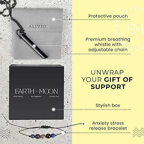 Mindful Breathing Necklace for Anxiety Stress Relief - Earth and Moon Stainless Steel Anxiety - AB Mystery