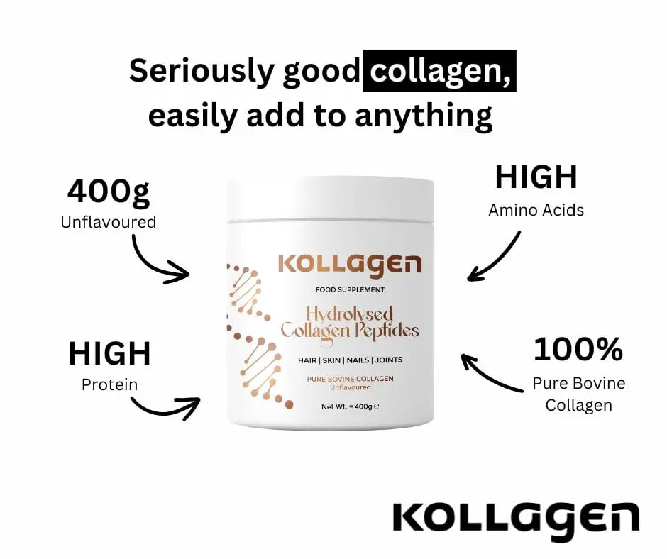 100% Pure Collagen Peptides Powder 400g Kollagen: Hydrolysed Bovine Collagen Peptides (Type 1) - AB Mystery