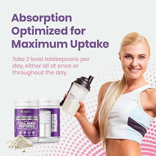 JeaKen - Unflavored Collagen Peptides Powder from Grass-Fed Bovine Sources - Sugar-Free Hydrolyzed Collagen - AB Mystery