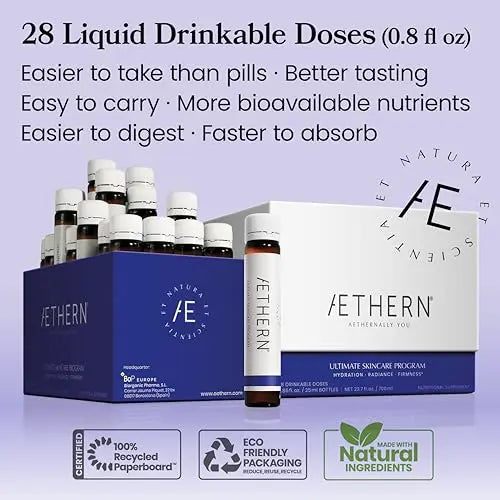 Collagen Drink + Hyaluronic Acid. Liquid Skincare Supplement. 12 High-Grade Natural Ingredients - AB Mystery