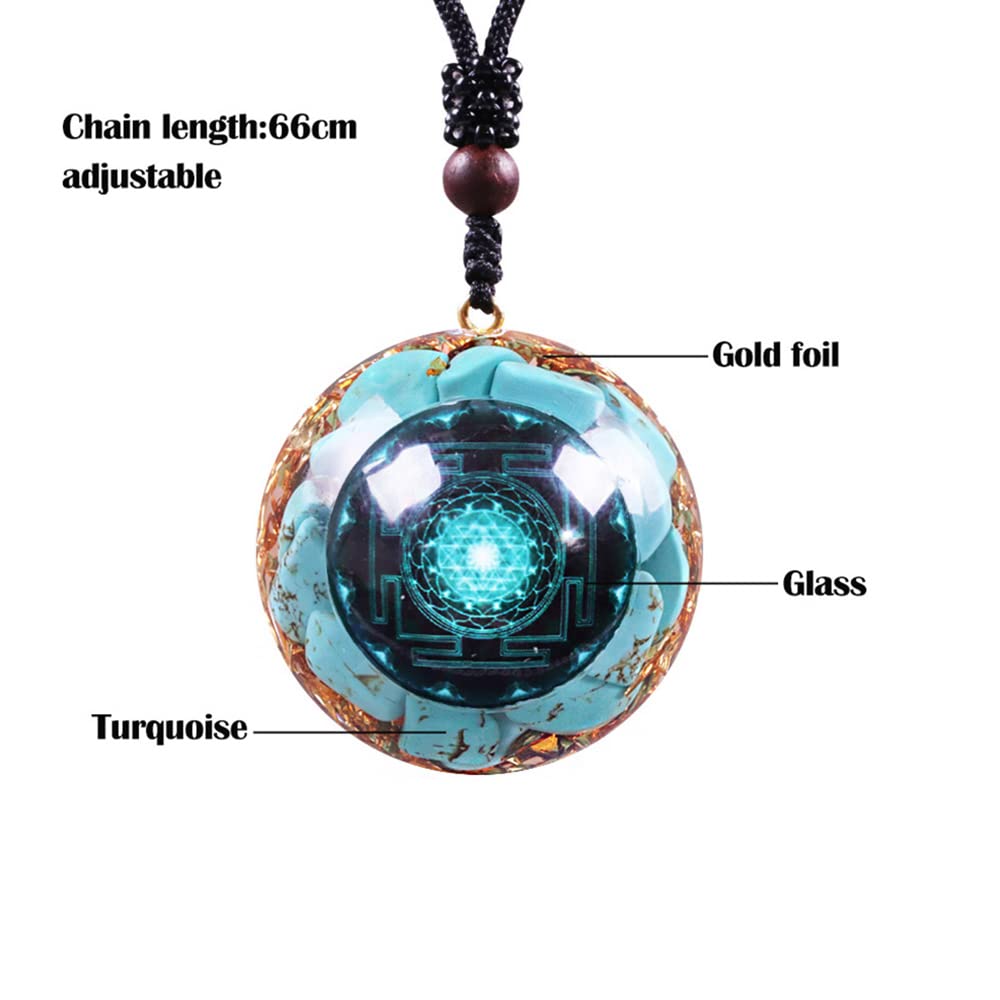Day Day Up Turquoise Orgonite Pendant Healing Crystal jewelry Orgone Yoga Necklace Reiki Spiritual - AB Mystery