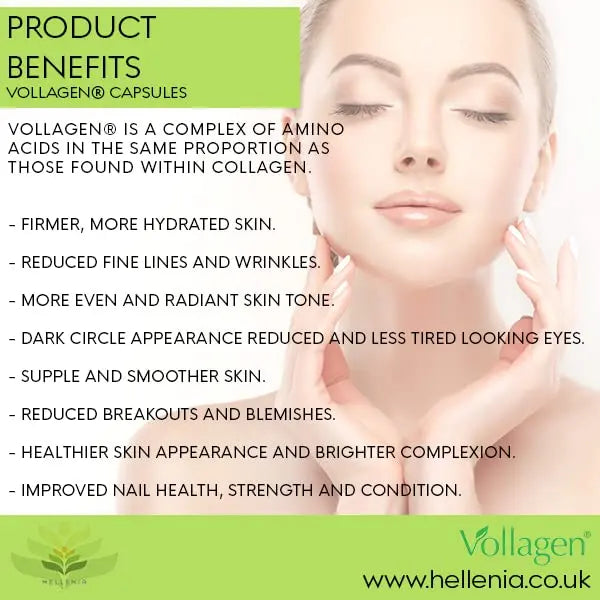 Hellenia Vollagen 500mg - 60 Capsules - Vegan Collagen - AB Mystery