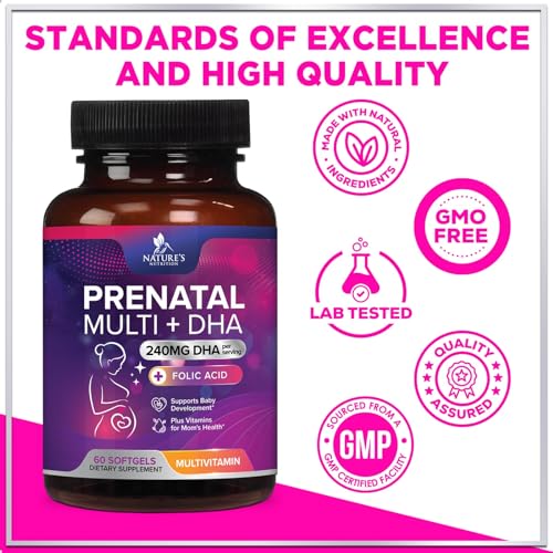 Women's Prenatal Multivitamin with Folic Acid & DHA, Prenatal Vitamins w/ Folate, Omega 3 Nature's Nutrition