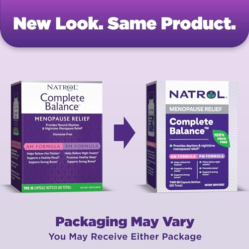 Natrol Complete Balance A.M./P.M. Capsules for Menopause Relief, Helps Relieve Hot Flashes and Night Sweats - AB Mystery