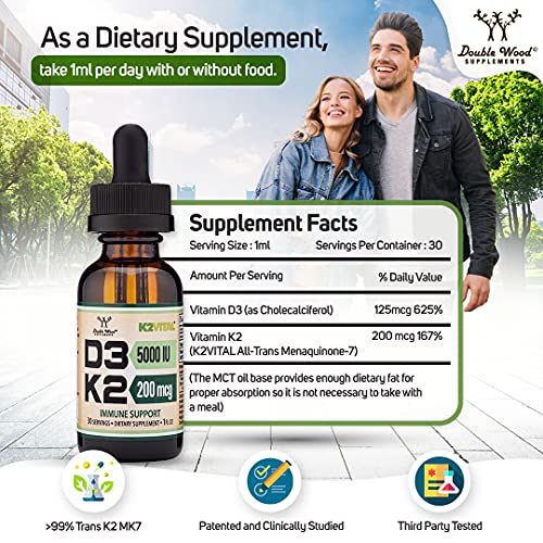 Vitamin D3 K2 5,000 IU Liquid Drops (5,000 IU of D3 and 200mcg of 99.9% All-Trans - AB Mystery